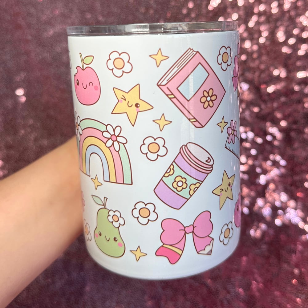 Image of Cute Pastel Teacher 12oz Stainless Steel Mug🍎💕