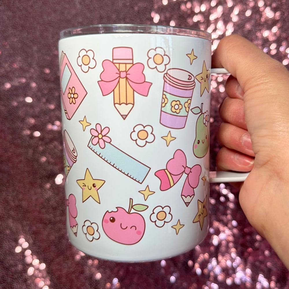 Image of Cute Pastel Teacher 12oz Stainless Steel Mug🍎💕