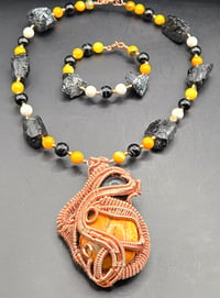 Image 7 of Yellow Agate and Obsidian Pendant/Agate, Black Tourmaline, Bumblebee Jasper, White Agate  