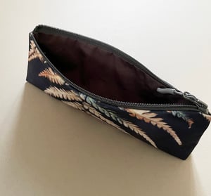 Image of Fern, long travel bag, pens, brushes zipper pouch