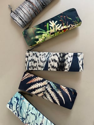Image of Fern, long travel bag, pens, brushes zipper pouch
