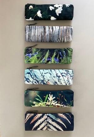 Image of Fern, long travel bag, pens, brushes zipper pouch