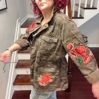 Image 3 of Women's Camouflage Jacket Custom made, embellished w-Stars ,studs, rhinestones &  roses 
