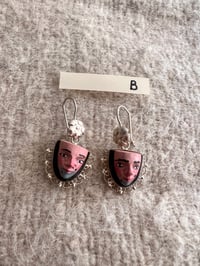 Image 2 of Mask Earrings #B Wood & Sterling Silver