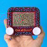 Image 1 of Blue Gold Etch A Sketch doodle sculpture