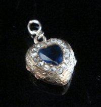 Image 10 of French Edwardian 18ct natural sapphire 1ct and diamond locket