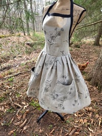 Image 2 of Linen Pinafore Apron in Flax & Floral 