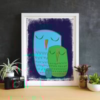 Image 2 of We 3 Owls Goodnight Nursery Art Print