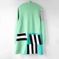Image 4 of green stripe graphic courtneycourtney adult M/L medium large patchwork pullover zip dress