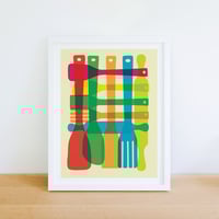 Image 7 of Bowl & Utensil Stack - 2 Kitchen Art Prints Set