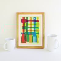 Image 8 of Bowl & Utensil Stack - 2 Kitchen Art Prints Set