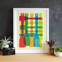 Image 9 of Bowl & Utensil Stack - 2 Kitchen Art Prints Set