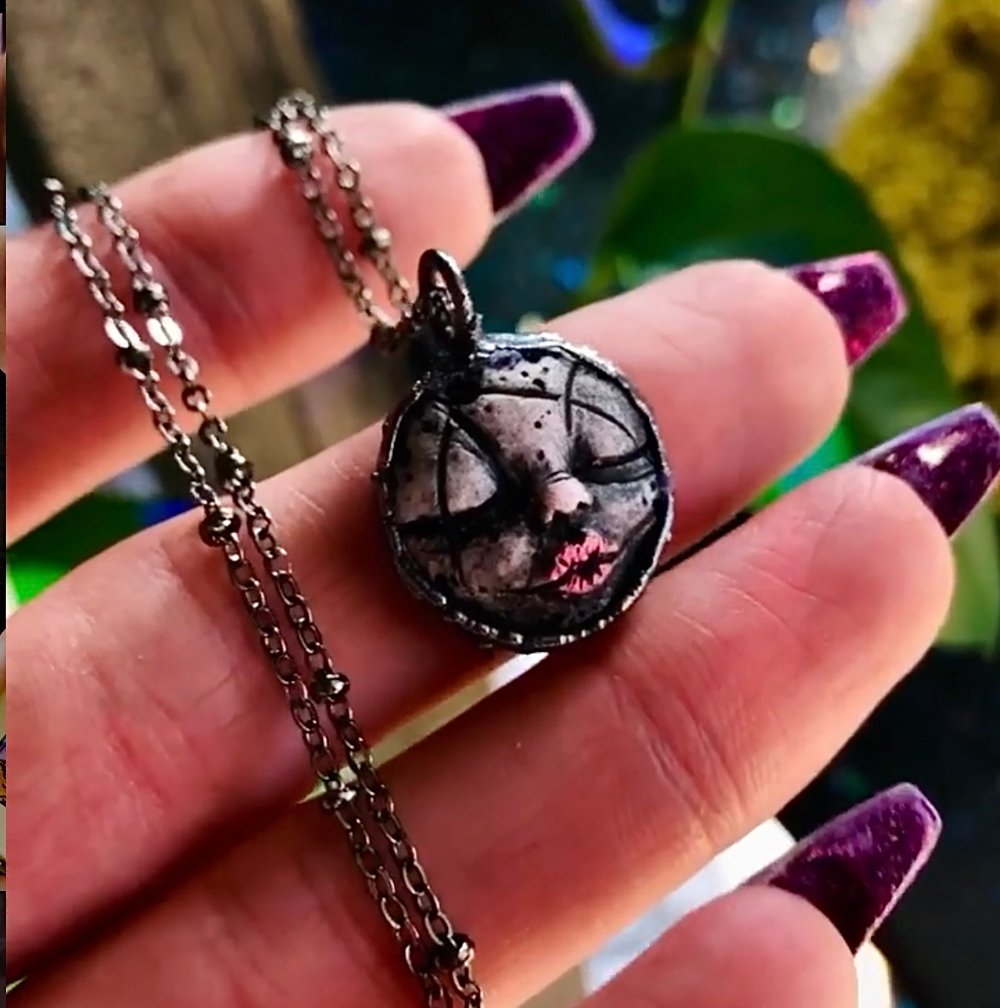 Gray Moonie Charm Necklaces