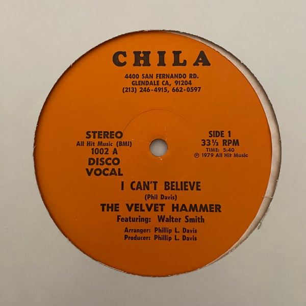 Image of The Velvet Hammer/Phil Davis "I Can't Believe"