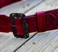 Image 5 of 3" Red Baldric - silver 