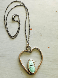 Image 2 of Blue moon turquoise and twig heart necklace 