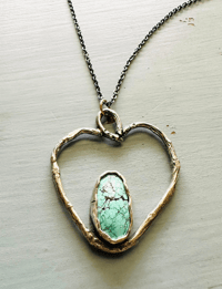 Image 4 of Blue moon turquoise and twig heart necklace 