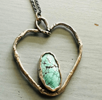Image 1 of Blue moon turquoise and twig heart necklace 