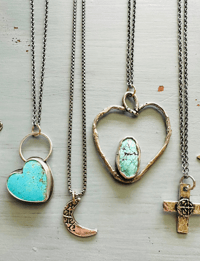 Image 6 of Blue moon turquoise and twig heart necklace 