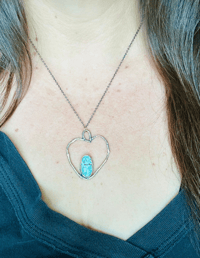Image 3 of Blue moon turquoise and twig heart necklace 