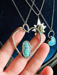 Image 7 of Blue moon turquoise and twig heart necklace 