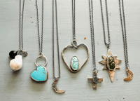 Image 9 of Blue moon turquoise and twig heart necklace 