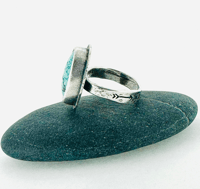 Image 6 of size 7 handcrafted Blue Moon Mine turquoise  ring with love inscription by peaces of indigo