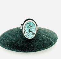 Image 7 of size 7 handcrafted Blue Moon Mine turquoise  ring with love inscription by peaces of indigo