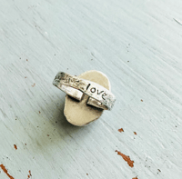 Image 9 of size 7 handcrafted Blue Moon Mine turquoise  ring with love inscription by peaces of indigo