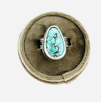 Image 1 of Blue Moon Mine turquoise ring with CS Lewis quote . courage dearheart 