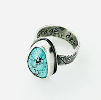 Image 6 of Blue Moon Mine turquoise ring with CS Lewis quote . courage dearheart 