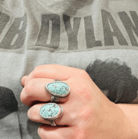 Image 2 of Blue Moon Mine turquoise ring with CS Lewis quote . courage dearheart 