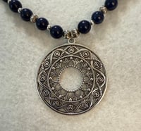 Image 3 of Lapis with silver tone spacers and silver tone pendant.