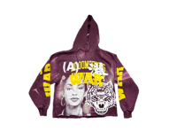 Image 1 of Sade Adu black panther Bloomberg University War custom made screen print Burgundy/yellow hoodie