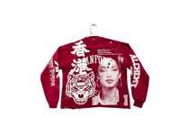 Image 1 of Sade Adu black panther Stanford University kanji custom made screen print Burgundy/white sweatshirt