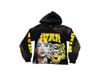 Image 1 of Sade Adu black panther Pennsbury school War custom made screen print black/yellow hoodie