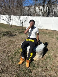 Image 3 of Black Panther War Indiana Hoosiers custom made screen print burgundy/yellow sweatpants