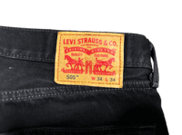 Image 3 of 505 levi's Black Panther War kanji custom made screen print black denim jeans 