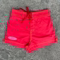 Image 1 of Classic - Girls red with yellow contrast stitch 100% cotton board short