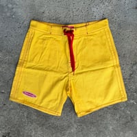 Image 1 of Classic - Mens yellow with red contrast stitch 100% cotton board short 