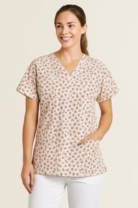 Image 2 of Red & Black Floral Scrub Top