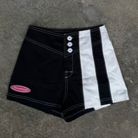 Image 1 of Classic - White on black stripe 100% cotton board short
