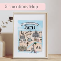 Image 2 of Custom Illustrated Travel Map | Personalized Digital Map with 5 Locations & 2 Foods | 5x7 or 8x10