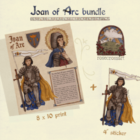 St. Joan of Arc print and sticker bundle deal