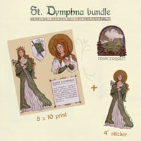 St. Dymphna print & sticker bundle deal