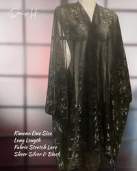 Image 1 of Silver & Black Sheer Lace Kimono