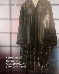 Image 2 of Silver & Black Sheer Lace Kimono