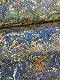 Image 7 of Marbled Paper #1 Blue 'Wave' design Marbled Paper