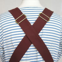 Image 4 of Unisex Woodwork Studio Apron with Adjustable Cross Back Straps and Array of Pockets. Brown Canvas.
