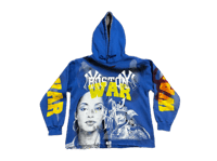 Image 1 of  Sade Adu black Samurai Boston College War NY custom made screen print blue/yellow hoodie